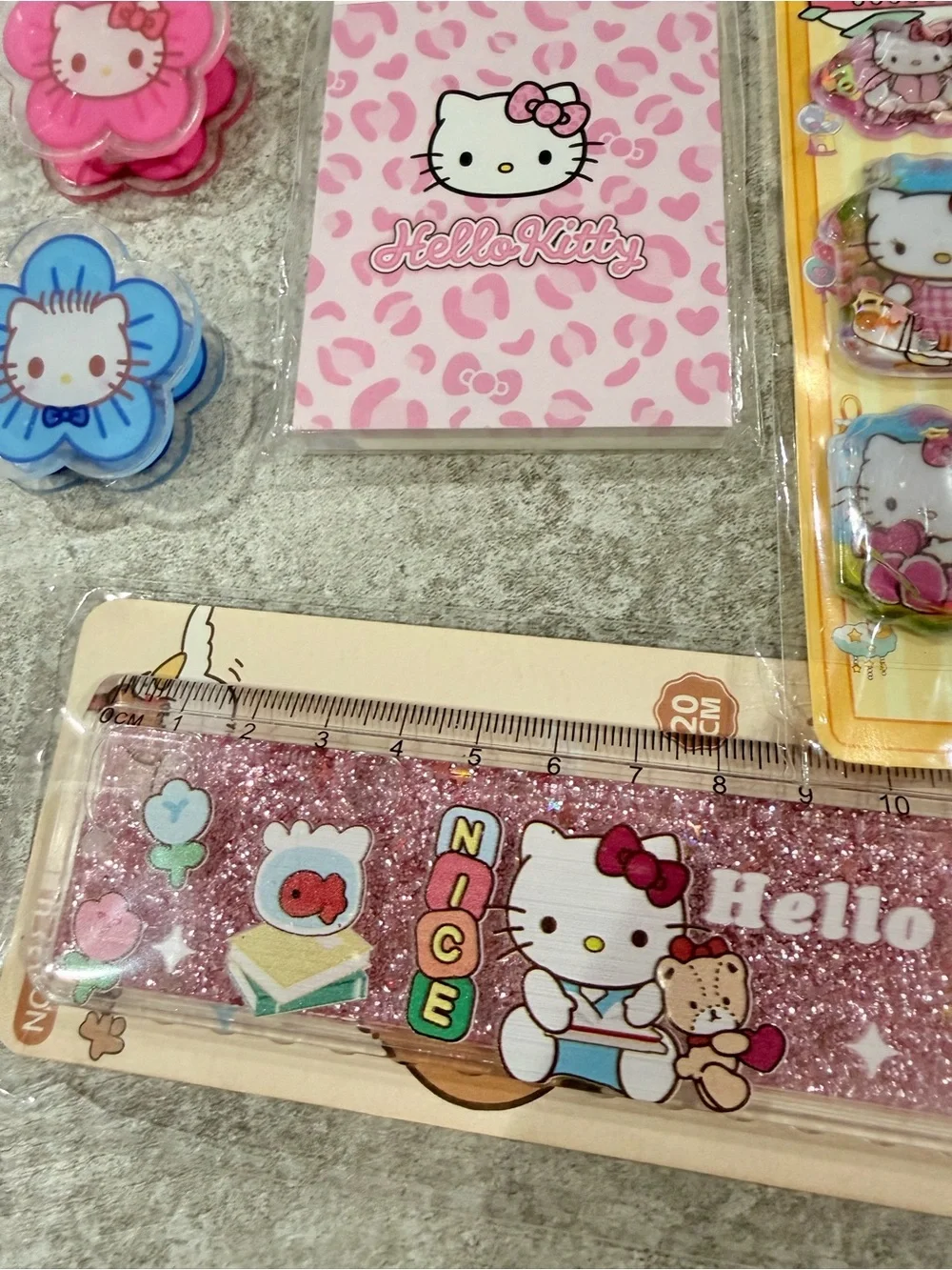 Hello Kitty pink 10 bundle lot accessories stationary sticker cute gift Sanrio.